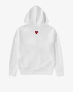 CDG Play Unisex Reverse Red Heart Zip Hooded Sweatshirt White front view