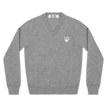 CDG Play V-neck Pullover White Heart (Grey)