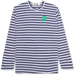 CDG Play Women’s Green Emblem Striped L/S Navy/White T-Shirt