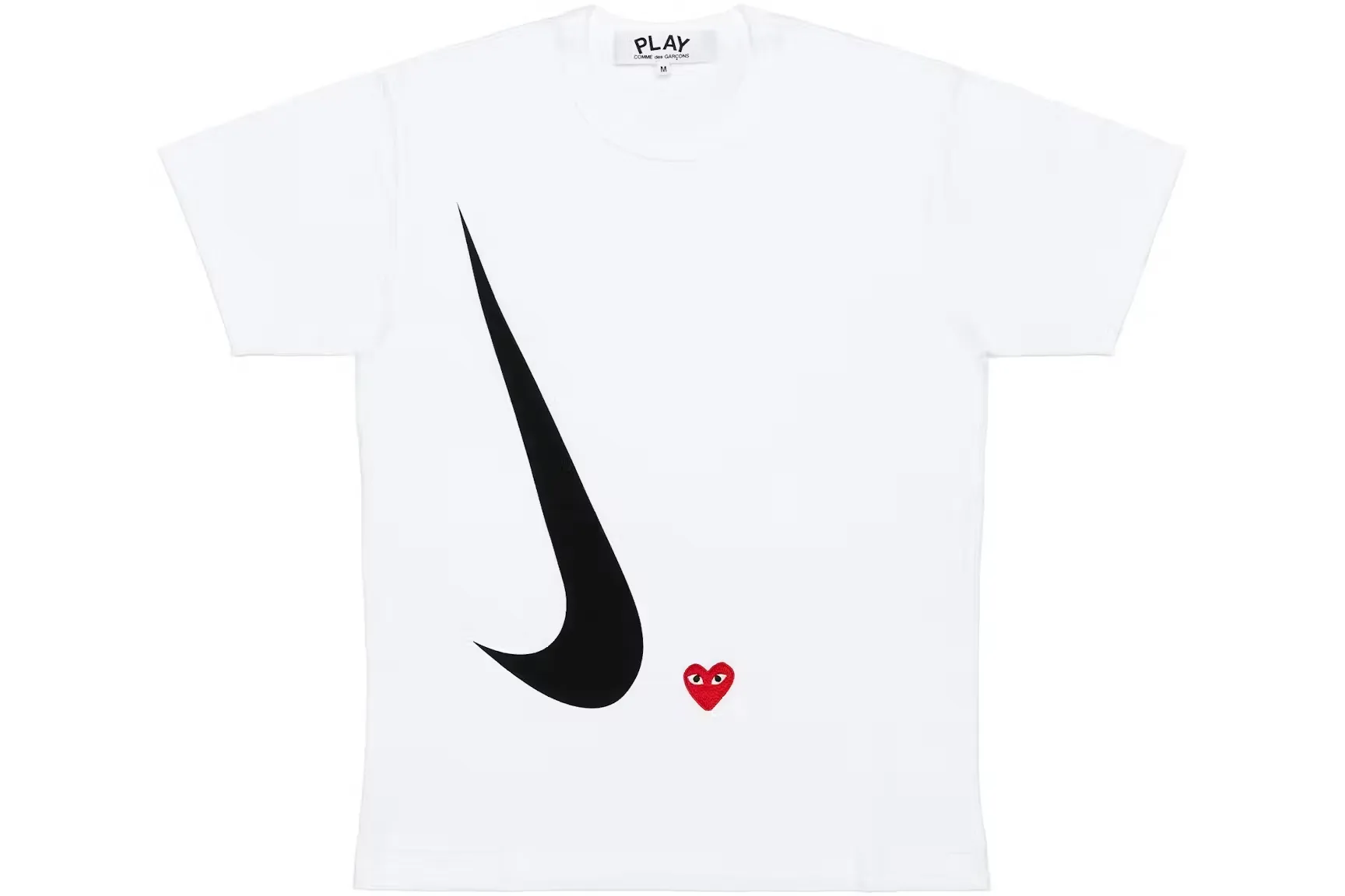 CDG-Play-x-Nike-Ladies-T-Shirt-White.webp CDG X Nike T-Shirt White - Image 1