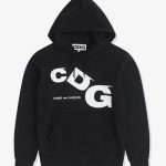 CDG Printed Logo Hoodie Black front view