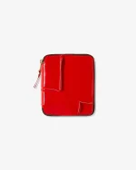 CDG Reversed Hem Full Zip Around Wallet Red