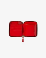 CDG Reversed Hem Full Zip Around Wallet Red