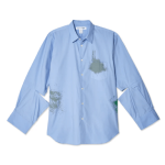 CDG SHIRT Men’s Cotton Poplin Garment Printed Shirt Blue
