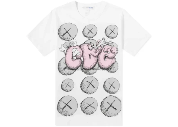 CDG-Shirt-x-KAWS-T-shirt-White-Pink-Grey-4-600x429-1.webp CDG Shirt X KAWS T-Shirt White/Pink/Grey - Image 1