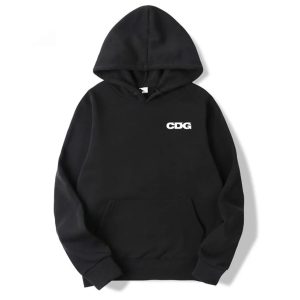 CDG Small Logo Hoodie front view with chest logo