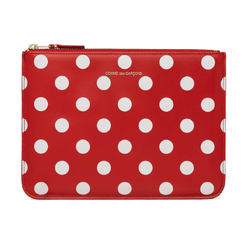 CDG-Wallet-Wallet-Polka-Dot-Printed-Zip-Pouch-Red-SA5100PD.png CDG Wallet Wallet Polka Dot Printed Zip Pouch Red SA5100PD - Image 1