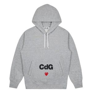 CDG x PLAY Hoodie – Grey front view