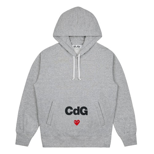CDG x PLAY Hoodie Grey Front CDG x PLAY Hoodie – Grey front view