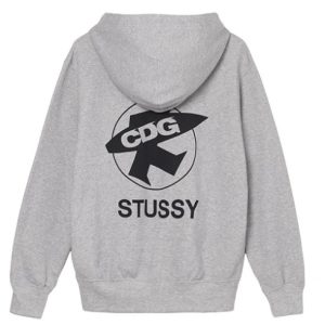 CDG x Stussy Hoodie front view black