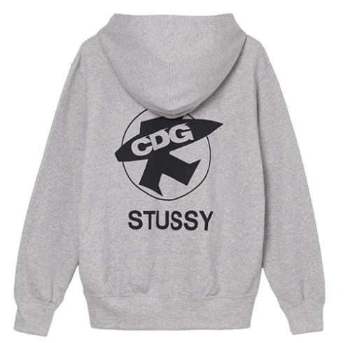 CDG x Stussy Hoodie Front Black CDG x Stussy Hoodie front view black