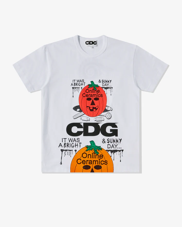 CDG3_0136000010867_3440.webp CDG Online Ceramics Pumpkin T-Shirt White - Halloween - Image 1