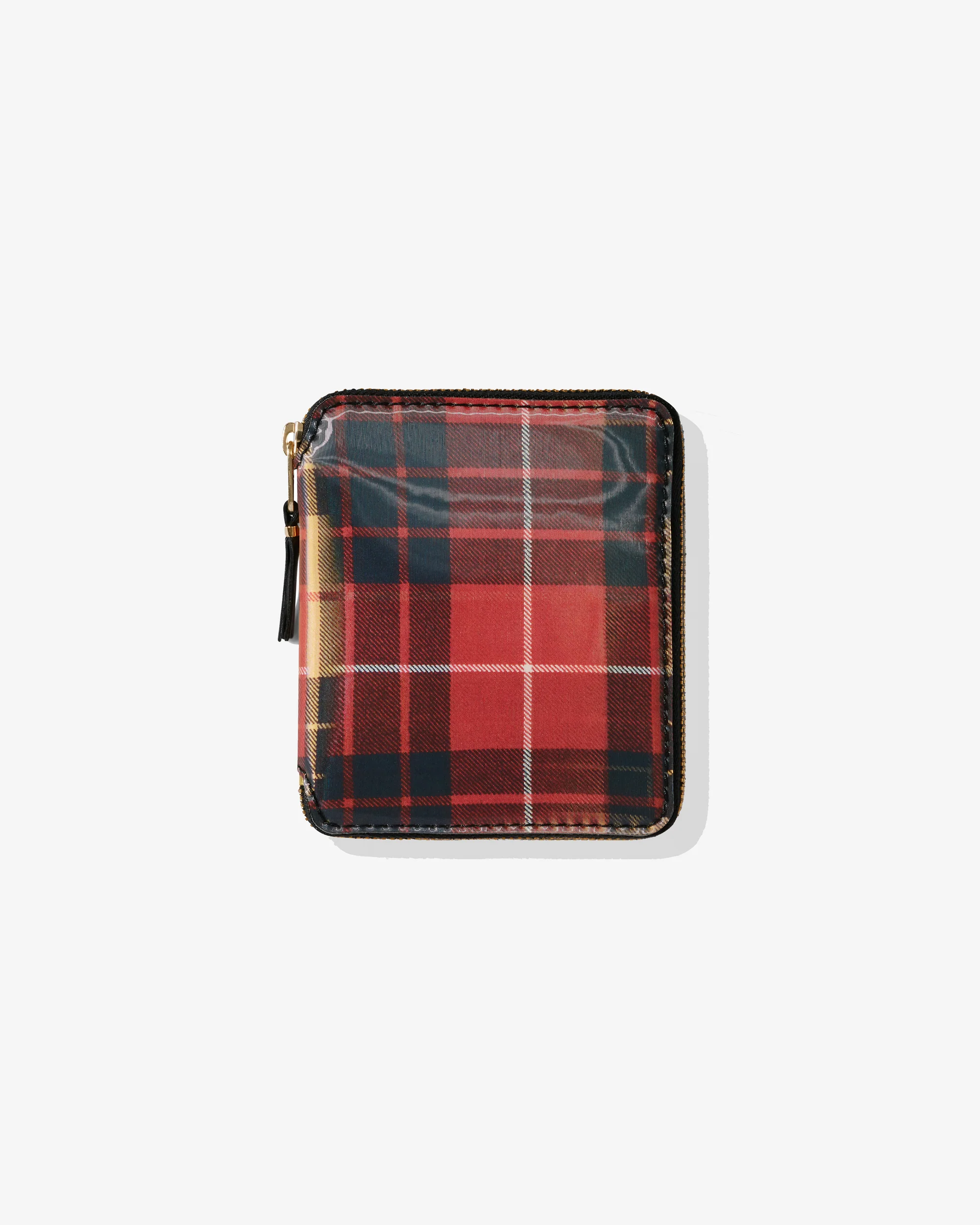 CDG_WALLET_1360000140144_7622_7f8d3dbf-3bcc-4e1c-8612-17afa7b3981e.webp CDG Lenticular Tartan Full Zip Around Wallet Red/Yellow - Image 1