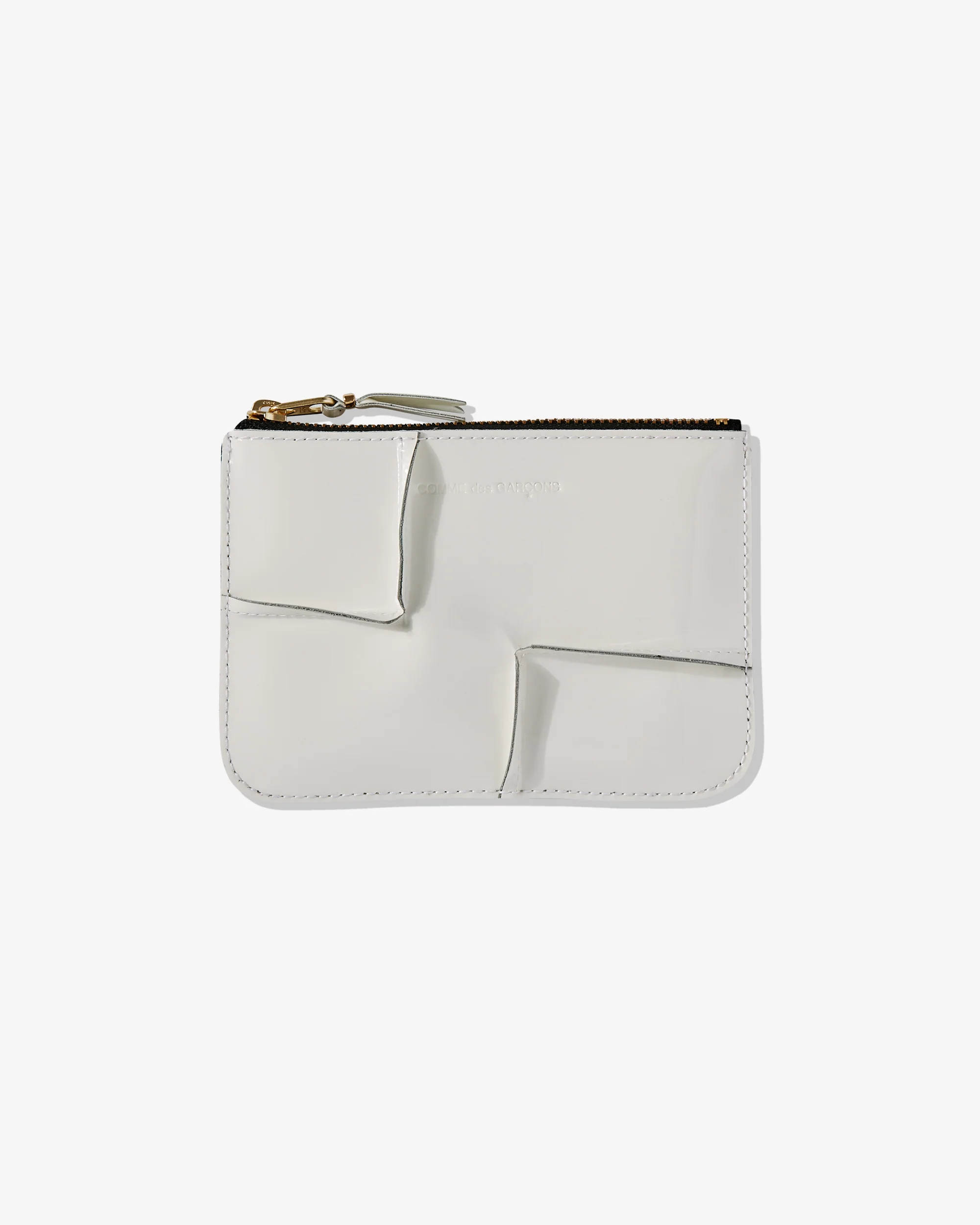 CDG_WALLET_SA8100_WHITE_8916_649231b7-d3fe-42e1-ae99-48b3dfddf0dd.webp CDG Reversed Hem Zip Pouch White - Image 1