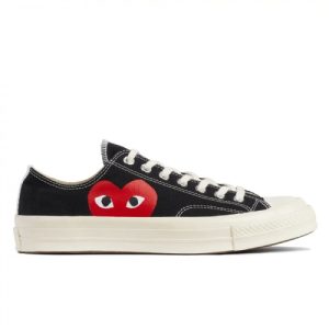 CDG Converse Big Heart Low Top Black front view