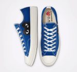 Cdg Converse Black Heart Low Top Blue back view with heel detail