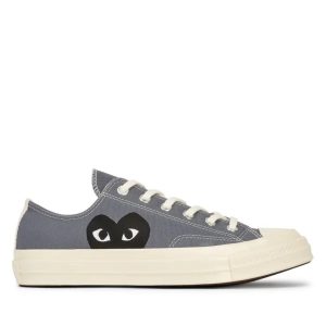 : CDG Converse Black Heart Grey Low Top front view