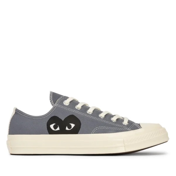 CDG Converse Black Heart Grey Low Top Front : CDG Converse Black Heart Grey Low Top front view