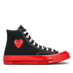 CDG Converse Red Sole High Top Black front view