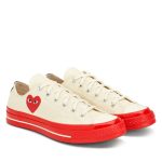 CDG Converse Red Sole Low Top (White) back view red sole