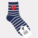 Comme Des Garcon Blue Line Heart Print Socks Front View