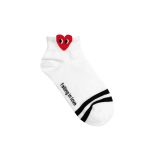 Comme Des Garcon White Heart Print Socks front view with heart logo