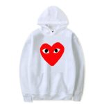 Front view of Comme Des Garçons Big Red Heart Hoodie black