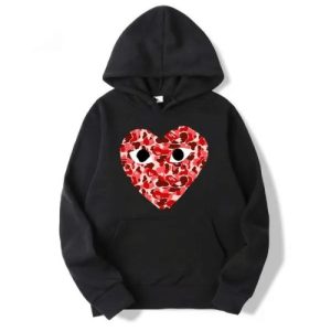 Comme Des Garcons Camo Heart Hoodie Front View