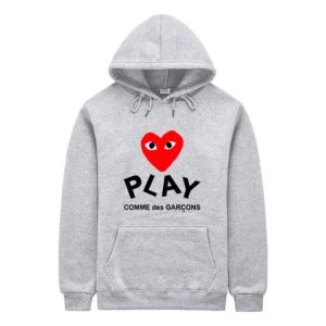 Comme Des Garcons Heart Play Hoodie front view with heart logo