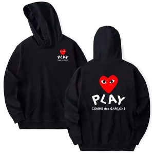 Comme Des Garcons Hoodie Mens black front logo view