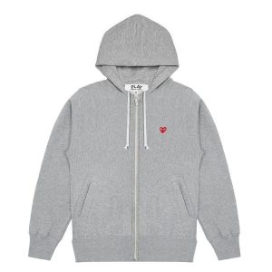 Front view of Comme Des Garcons Play Emblem Hoodie in black