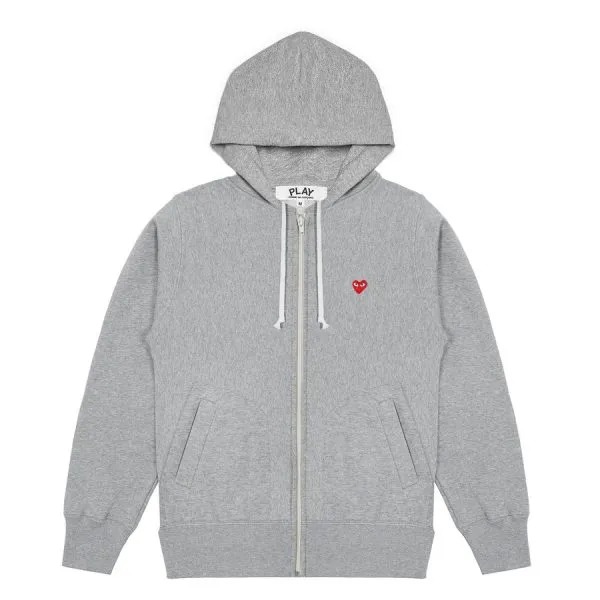 CDG Play Hoodie Front – Black Front view of Comme Des Garcons Play Emblem Hoodie in black