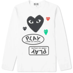 Comme Des Garçons Play Long Sleeve Multi Logo White & Black