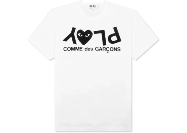 Comme-des-Garcons-PLAY-Inverted-Text-T-shirt-White-600x429-1.webp Comme Des Garcons Play Inverted Text T-Shirt White - Image 1