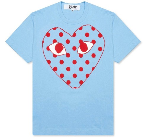 CDG Play Pastelle Polka Dot Red Heart T-shirt Front CDG Play Pastelle Red Heart T-shirt front view