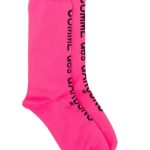 Comme des Garcons Pink Socks for Women front view with heart logo