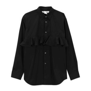 CDG Black Frill Insert Shirt front view