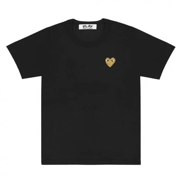 PLAY-BASIC-T-SHIRT-GOLD-EMBLEM-BLACK-600x600-1.webp CDG Play Basic T-Shirt Gold Emblem (Black) - Image 1