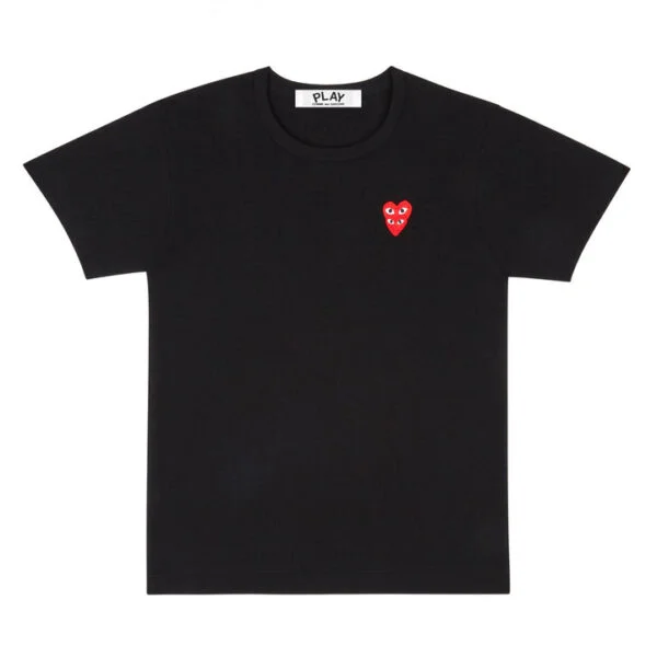 PLAY-BASIC-T-SHIRT-RED-FAMILY-HEART-BLACK-600x600-1.webp CDG Play Basic T-Shirt Red Family Heart (Black) - Image 1