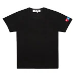 CDG Play Invader T-Shirt Red and Blue Sleeve Emblem (Black)