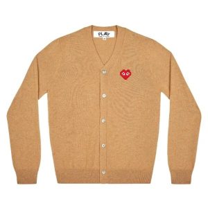 play mens cardigan invader emblem beige front view