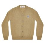 Play Men’s Cardigan White Heart Natural Series Camel front view