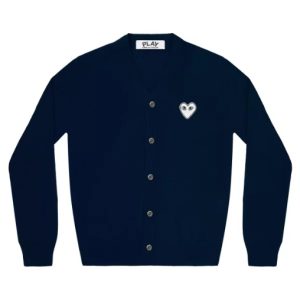 play mens cardigan white heart navy front view