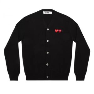 PLAY Mens Cardigan With Double Emblems Black front view