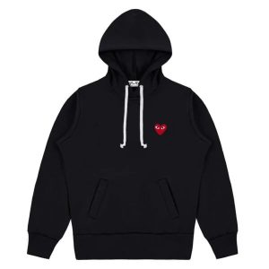 Comme Des Garcons Play Pullover Hoodie (Black) front view with heart logo
