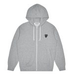 CDG Play Zip Hoodie with Black Family Heart front view