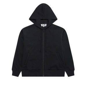 CDG Play Zip-up Hoodie front view with heart logo