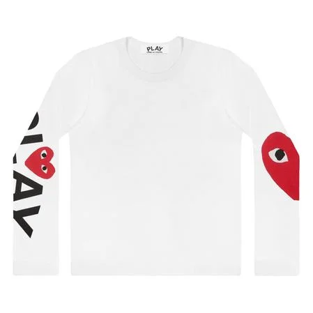 Play-Comme-des-Garcons-Big-Heart-Long-Sleeve-White.webp Play Comme des Garçons Big Heart Long Sleeve (White) - Image 1