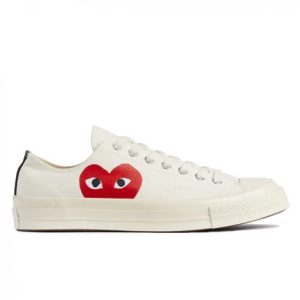 CDG Converse Big Heart Low Top White front view