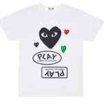 Comme Des Garcons Play Multi Logo Black Heart T-Shirt White